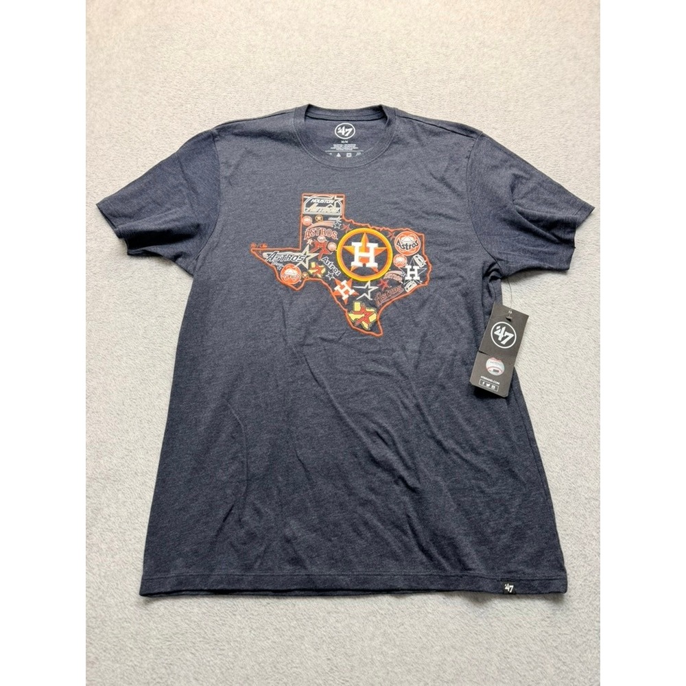 47 Brand Houston Astros MLB T-Shirt Mens Medium Navy Blue Texas Logo Graphic NWT